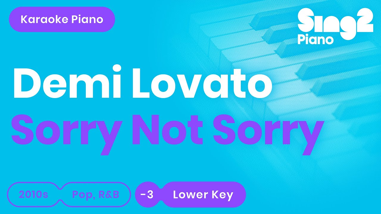 Demi Lovato - Sorry Not Sorry (Lower Key) Karaoke Piano