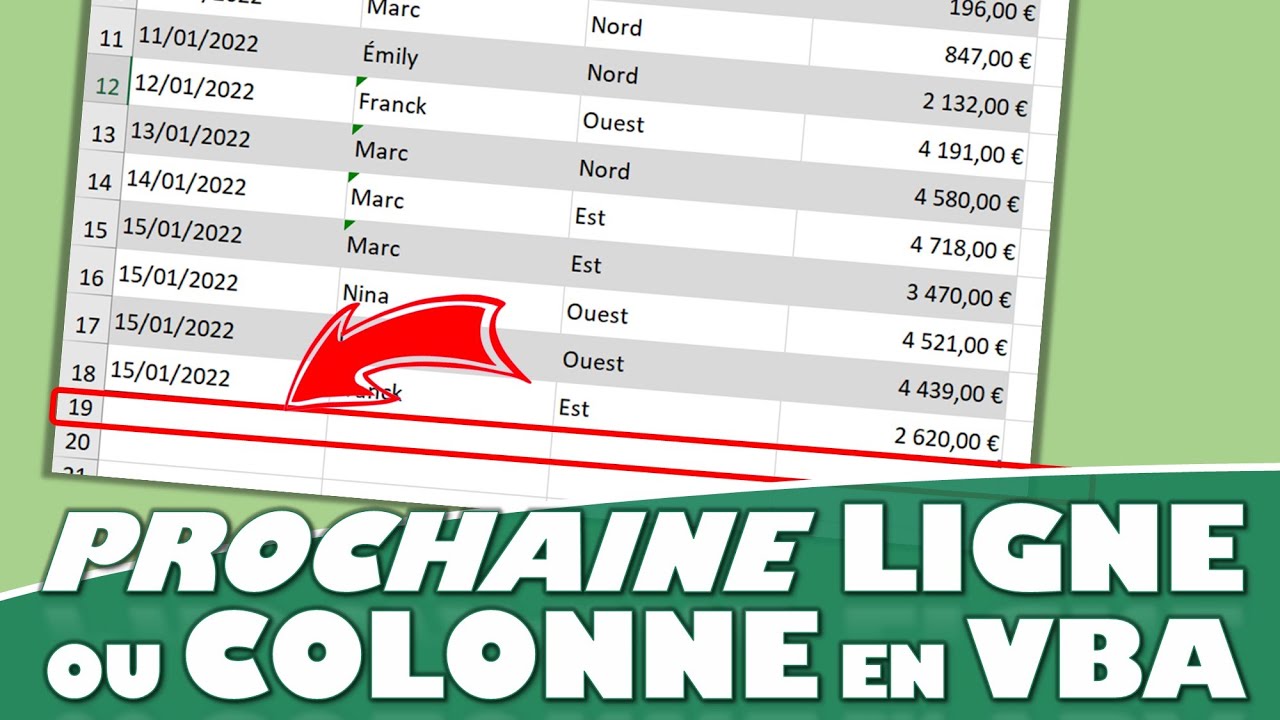 Comment connaître la ligne suivante après un tableau en VBA Excel ?