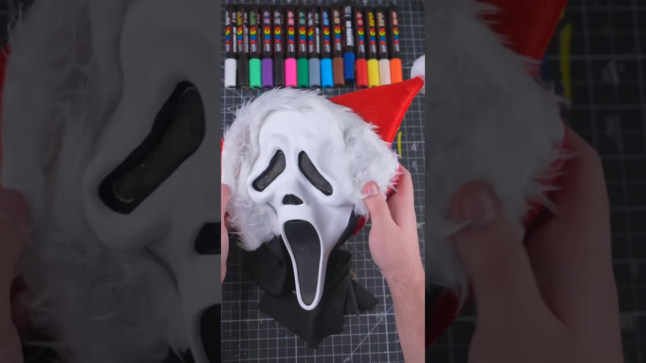 I Repainted Ghostface&rsquo;s Mask for Christmas! VERY Satisfying!   #art #christmas #shorts