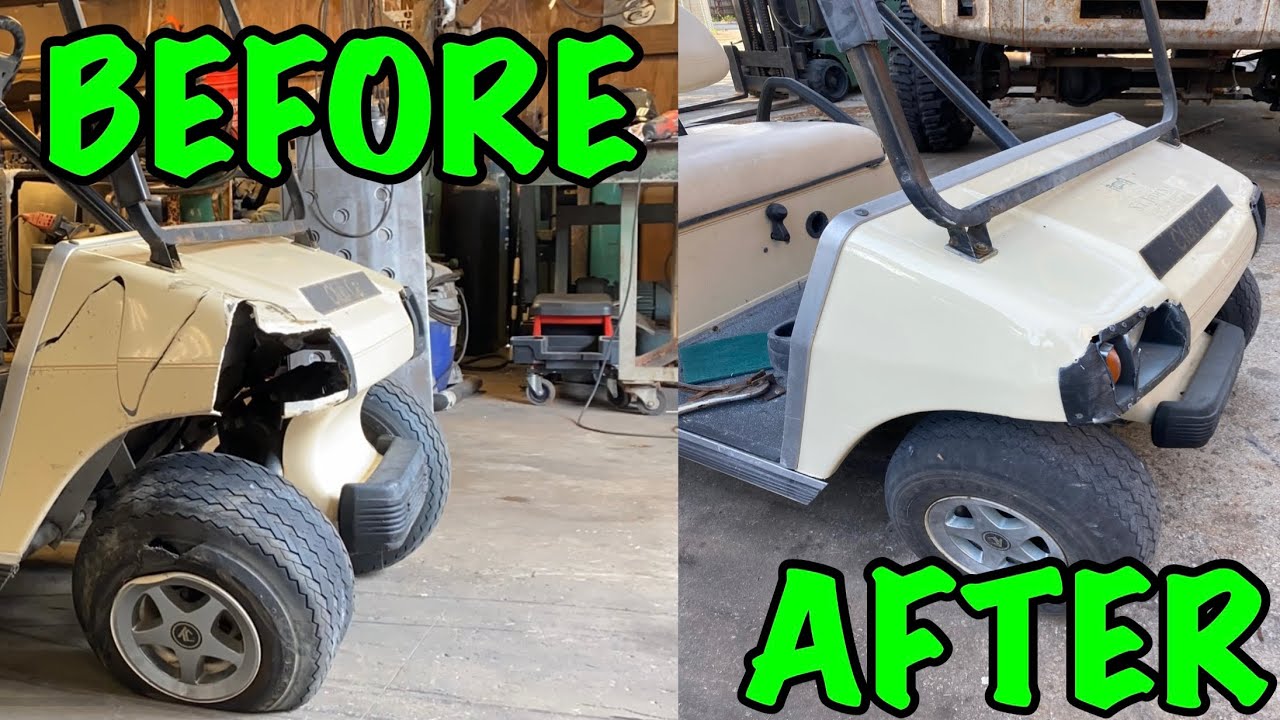 HOW TO DO BODY WORK - Fixing a major repair on golfcart -#bodywork#rookie#golfcart#fixed
