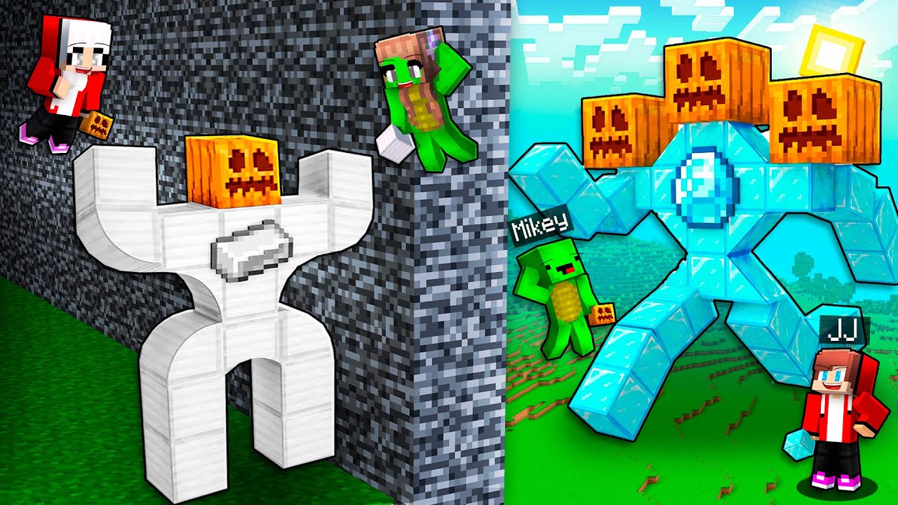 JJ and Mikey: BOYS vs GIRLS GOLEM BATTLE in Minecraft - Maizen