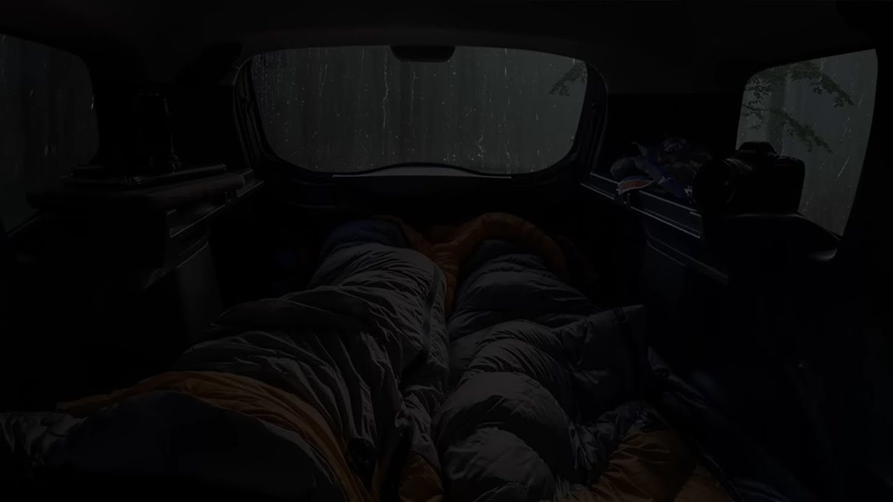 10 Hours 🌧️ Fall asleep in a cozy car cabin with heavy rain and thunder - Sounds for sleeping