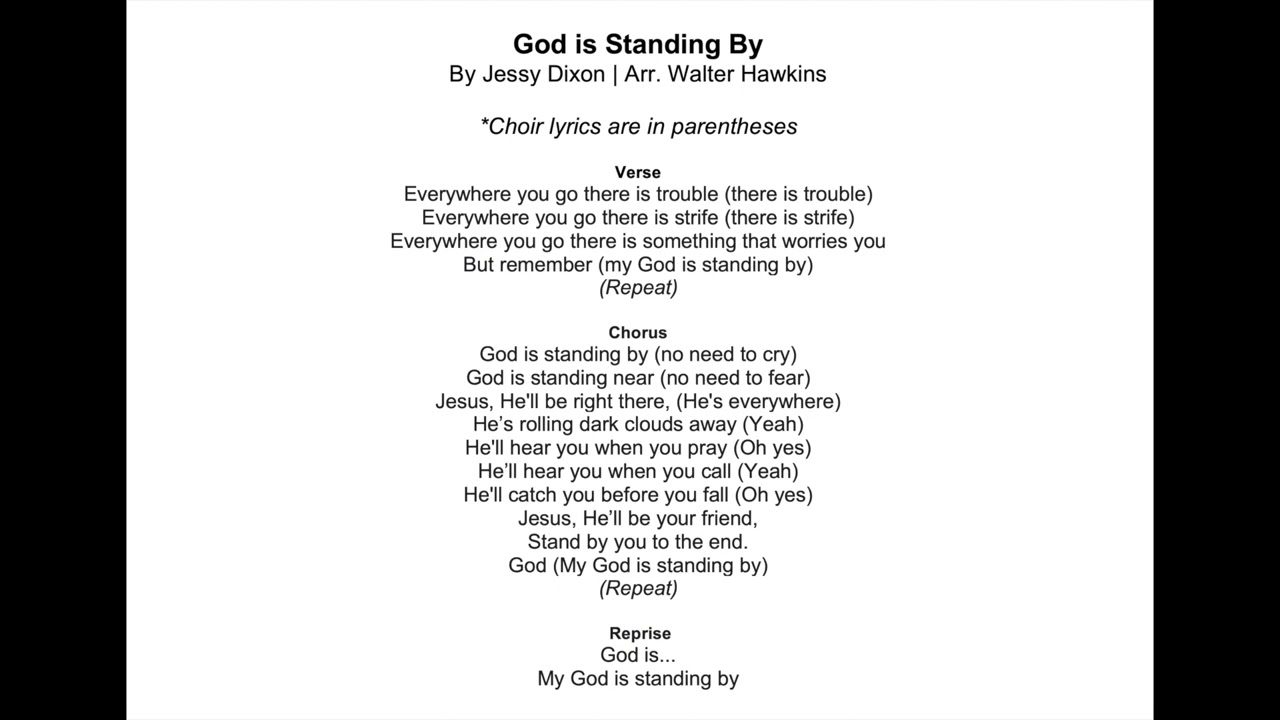 God is Standing By - Soprano