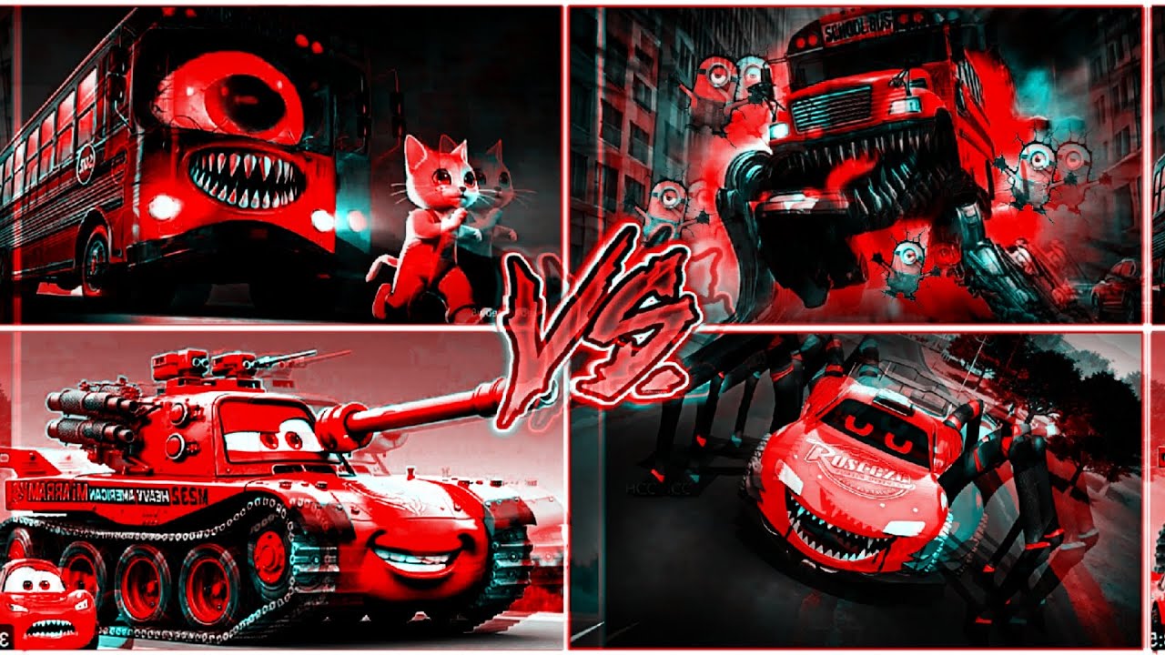 Школьный автобус Monster🆚Монстр-автобус🆚MCqueen Танк🆚MCqueen Паук🎶 Плитка хоп EDM Rush 🎶