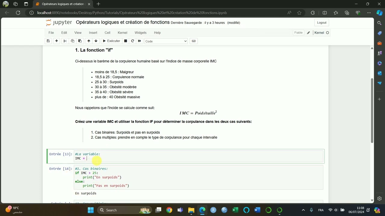 La fonction if (SI) sur Python