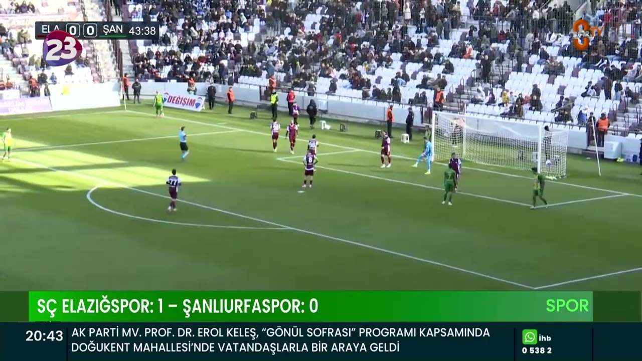 SÇ ELAZIĞSPOR: 1 – ŞANLIURFASPOR: 0