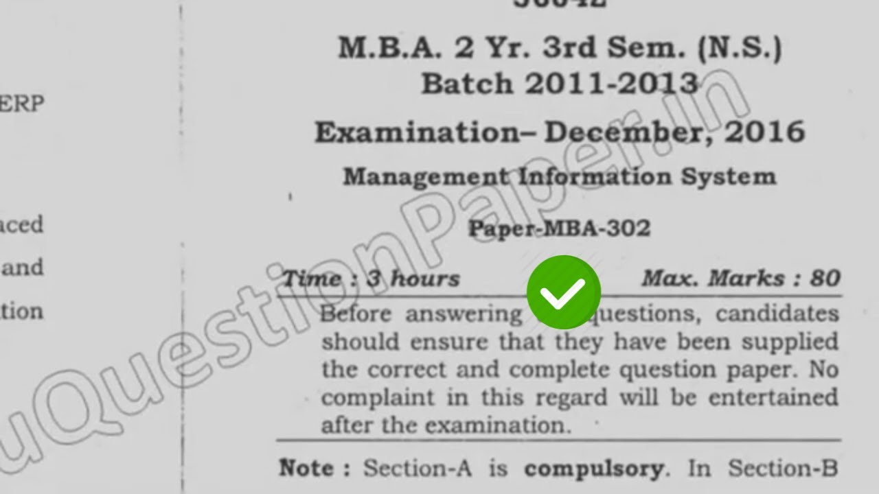 2016 Mdu MBA 3d Sem Management Information System Question Paper #MduQuestionPaper