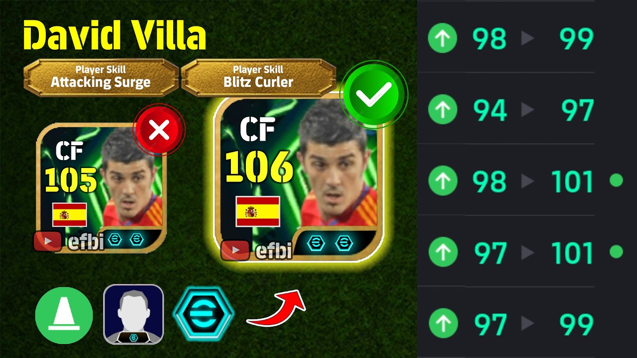 David Villa 106 BEST TRAINING with Booster, Max Level, Player Progression eFootball 2026