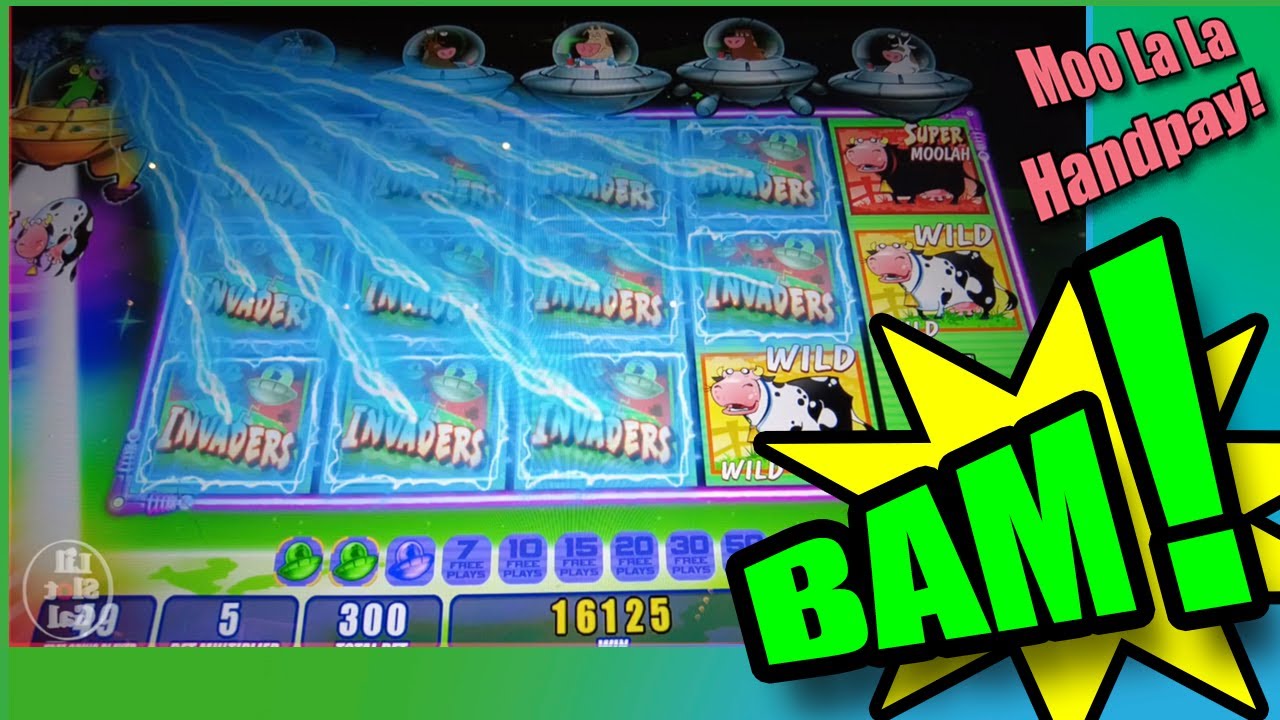 ♠︎RARE HIT OF INVADERS BAM! HAND PAY !  on INVADERS FROM THE PLANET MOOLAH!