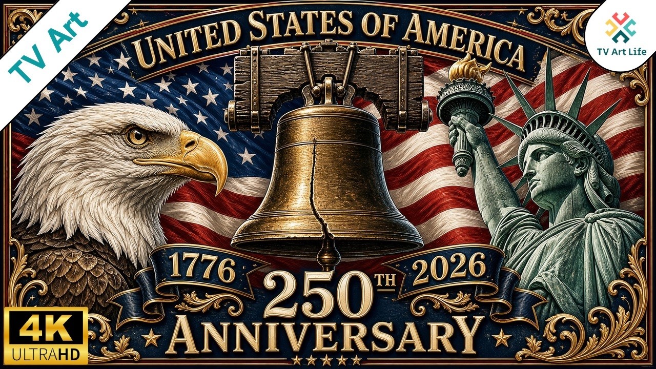 USA Patriotic Home Decor Frame TV Art 🇺🇸 250th Anniversary Screensaver 🇺🇸 10 Hours in 4K HD