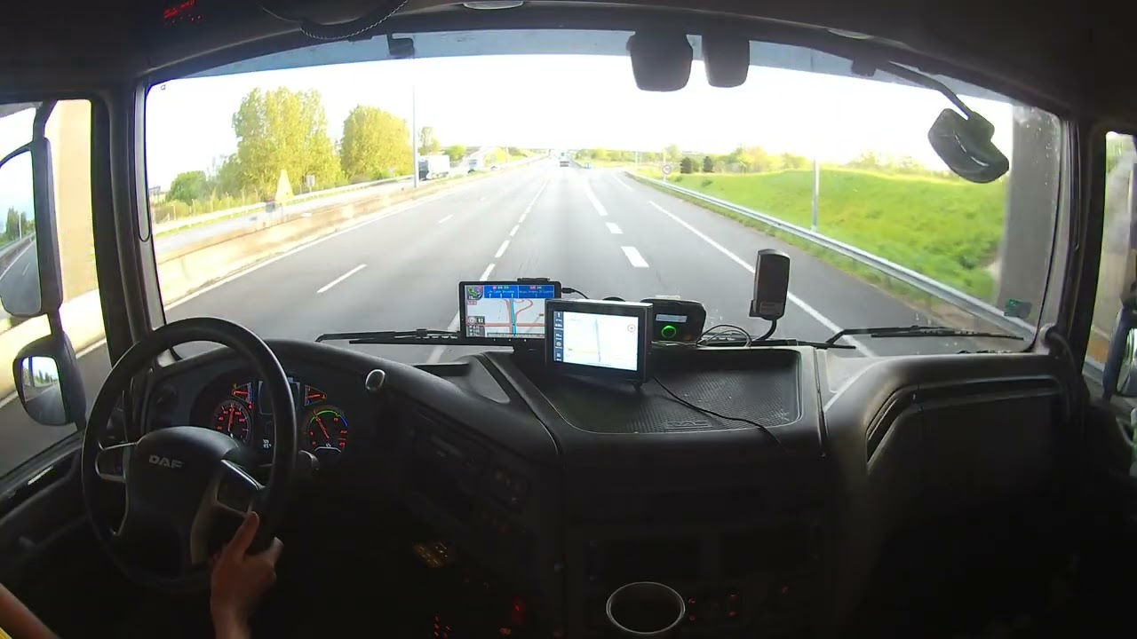 DRIVING DAF XF 106  French motorway. Truck - ASMR - POV TRUCK DRIVING 