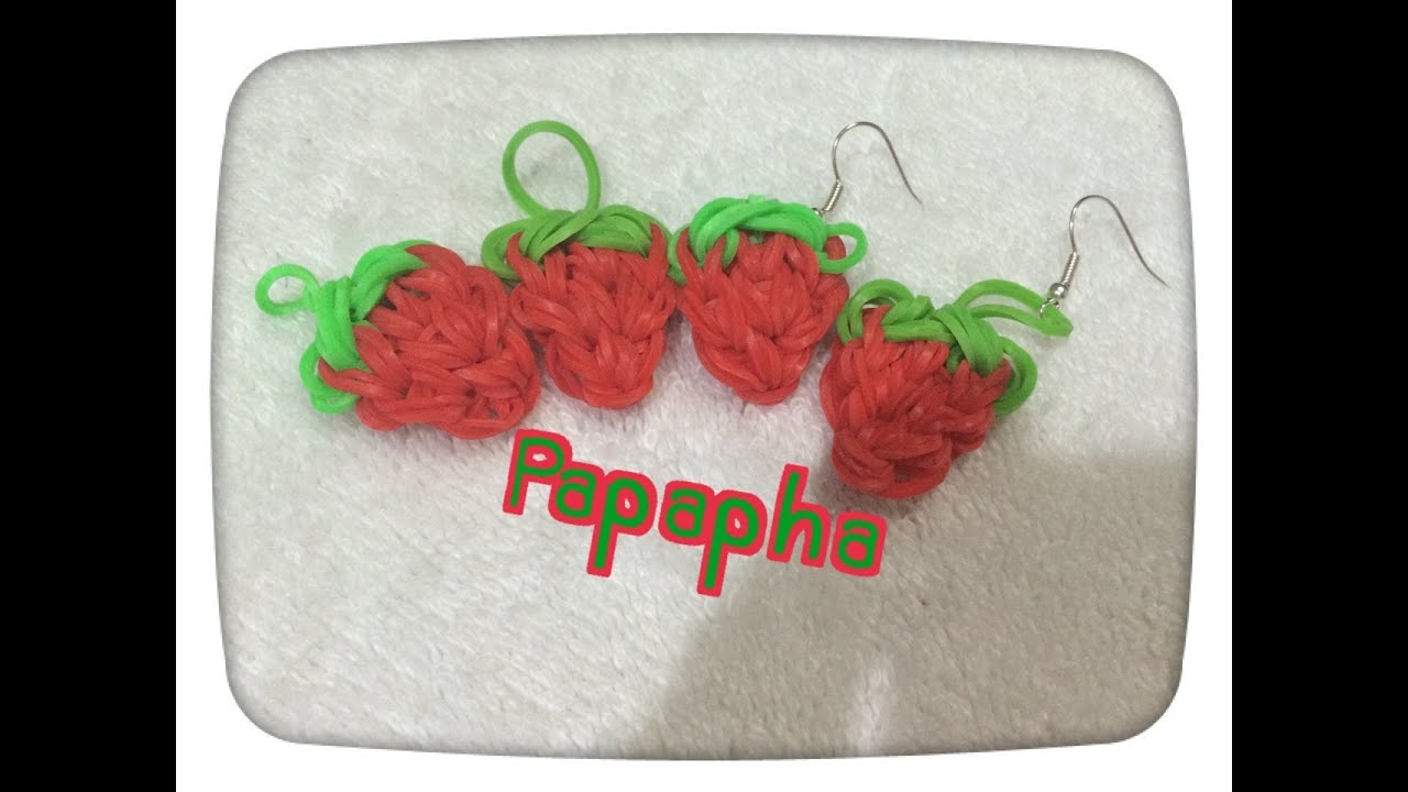 คลิปสอนถักหนังยาง rainbow loom เป็นสตรอว์เบอร์รี By ปาปา ภา Thailand