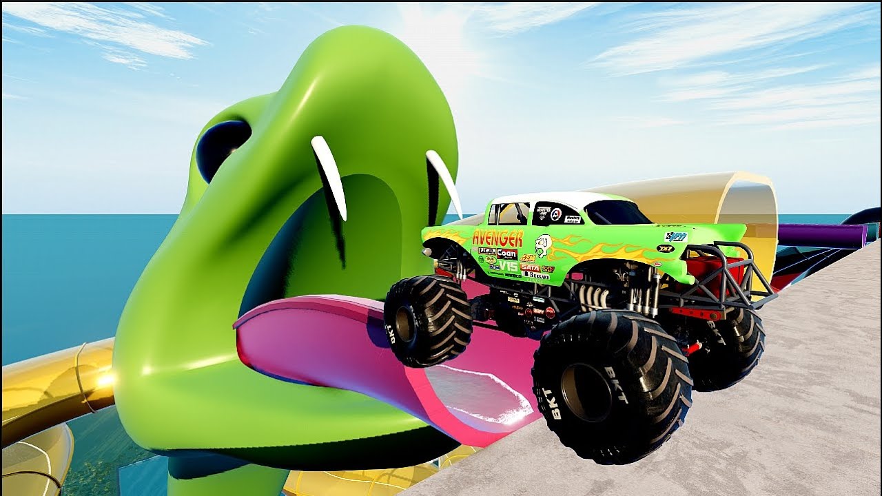 Monster Truck 4x4 Mega Ramp Experiment #3 &ndash; Realistic Driving Physics &ndash; BeamNG Drive