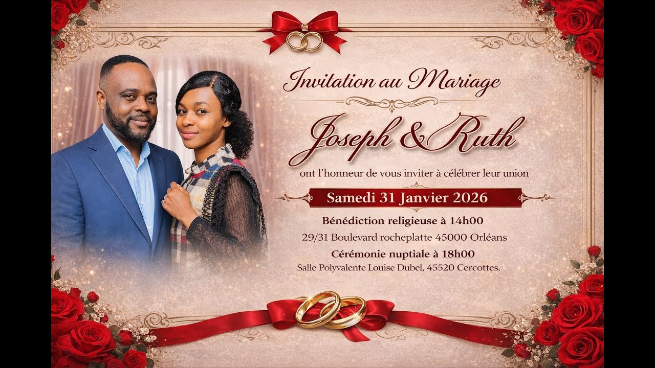Célébration du mariage de la sœur Ruth et du frère Joseph | 31 janvier 2026 | Pasteur Alain Kinkela.