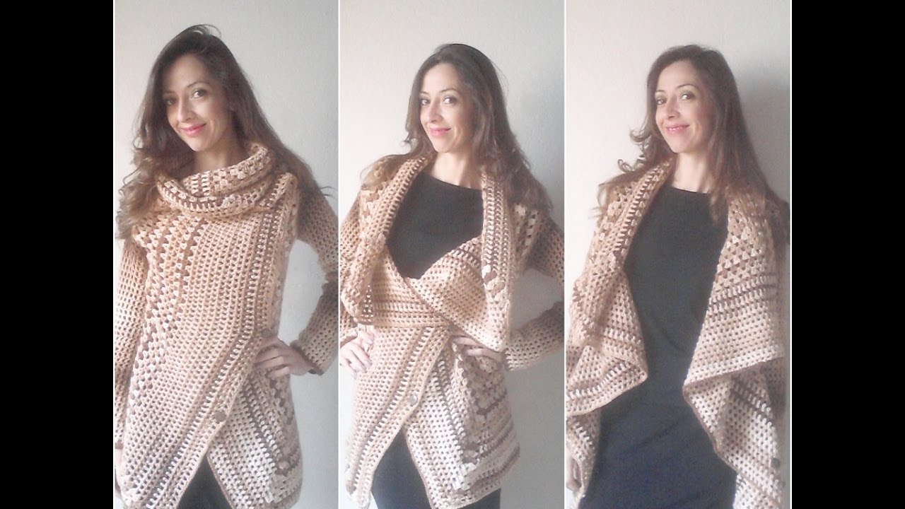 Parte 2 Casaco de Croche 3 em 1 Crochet coat square 3 in 1