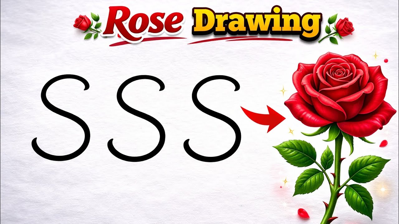 How to Draw a Rose Using SSS Letter 🌹 | Easy & Satisfying Art Trick