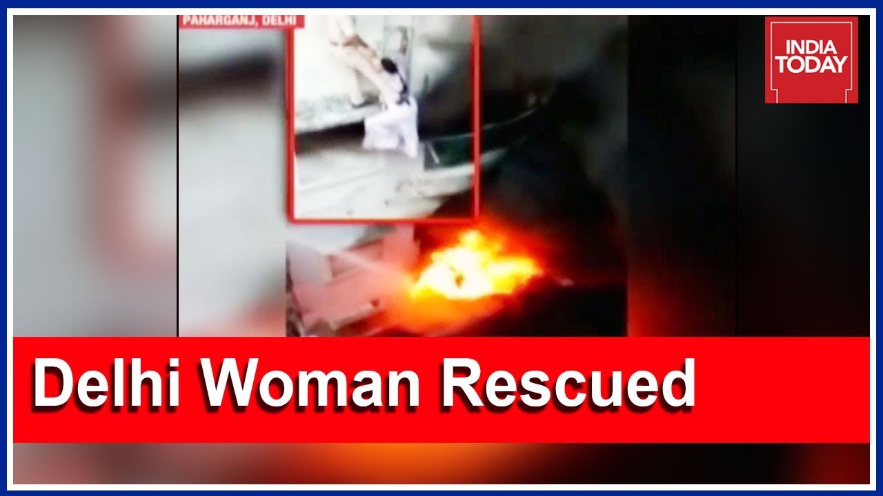 Police Rescue Woman From Burning Building In Delhi, Rescue Caught On Cam