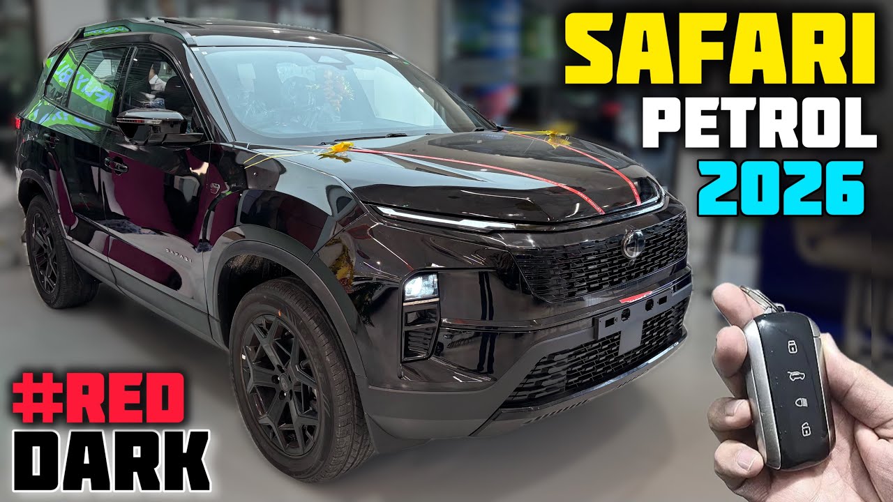 Tata Safari Petrol Dark Edition 2026 ✅ Tata Safari Accomplished Ultra Red Dark 2026 Review