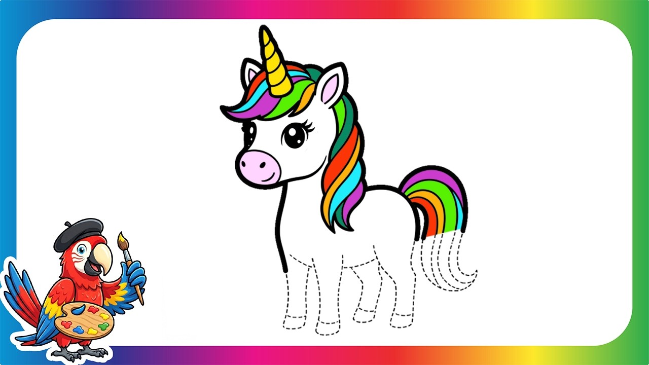 How to Draw a Cute Unicorn (+FREE Tracing Worksheet File)