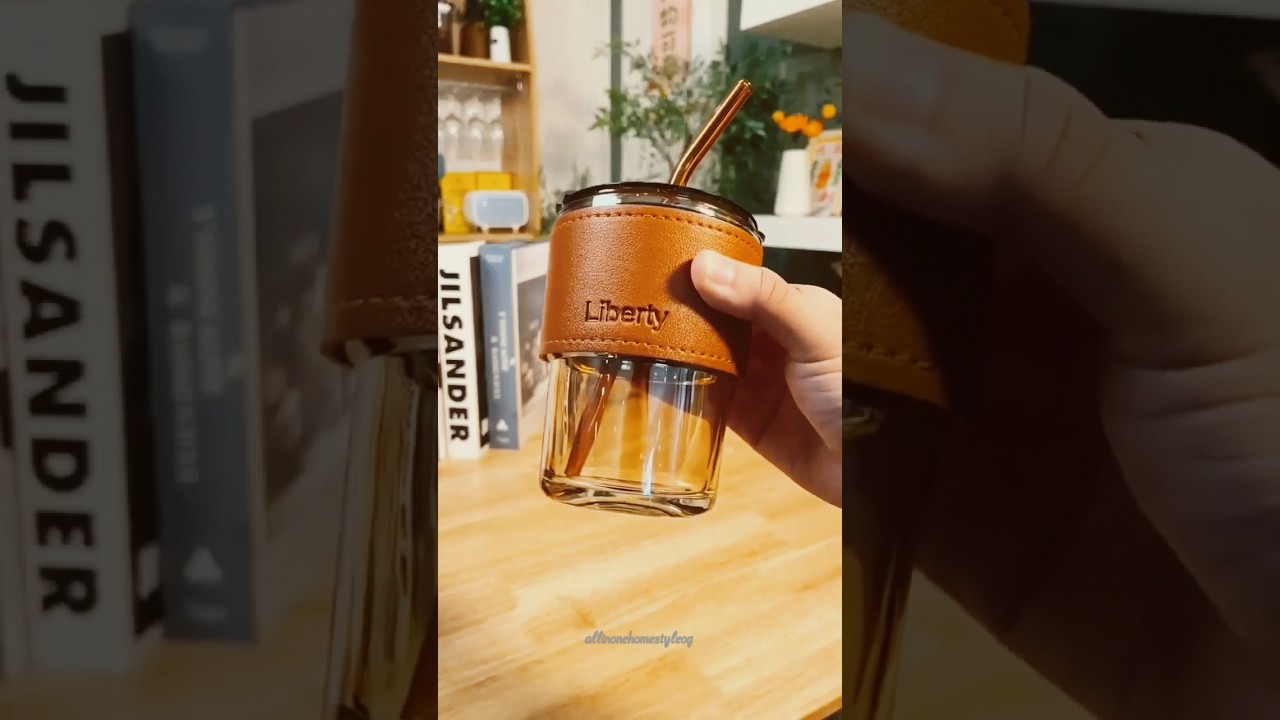 Glass Cup (450ml) with Glass Straw