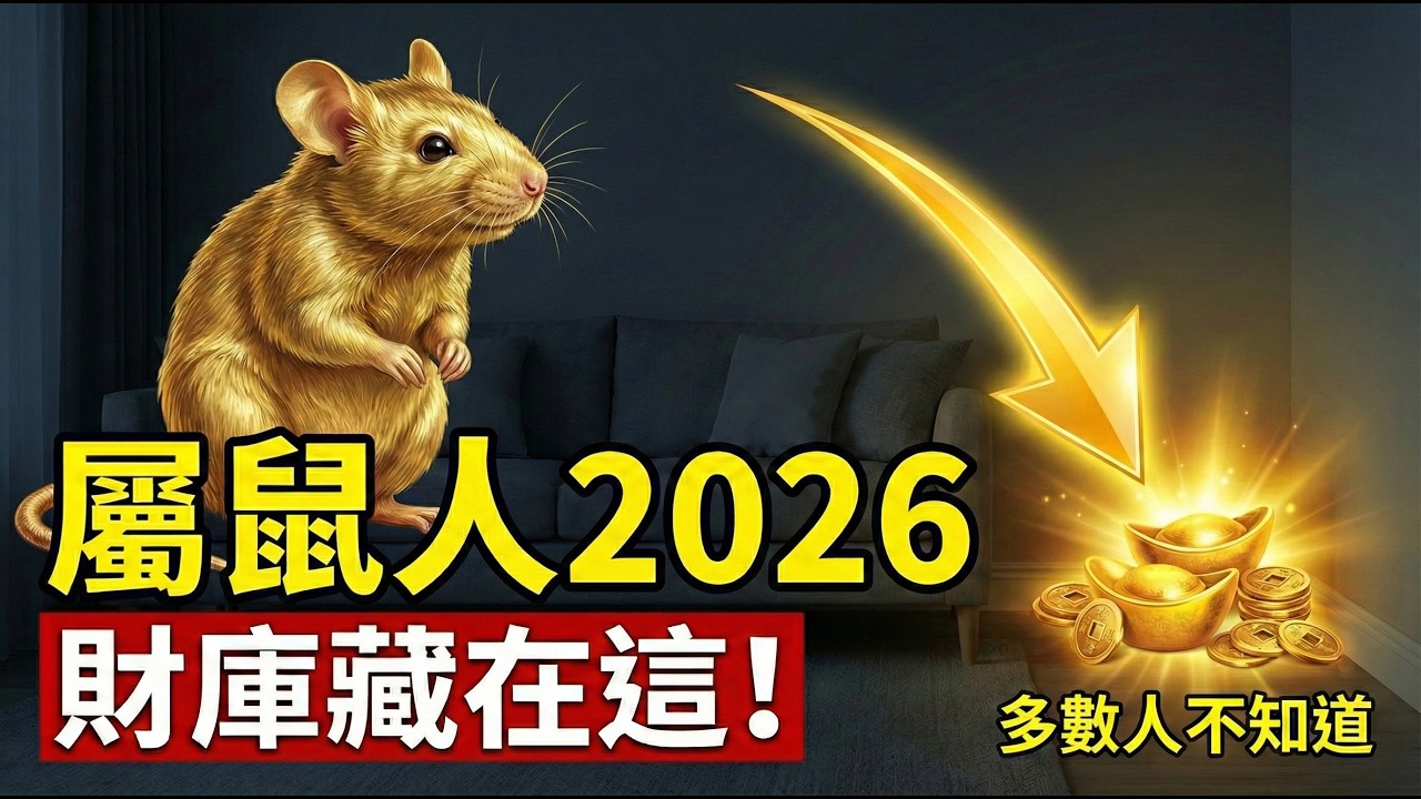 誰說屬鼠命苦？那是你沒找對「財庫」！獨家揭秘：屬鼠人財位藏在「這裡」，一旦開啟，數錢數到手抽筋！#屬鼠2026運勢 #財運 #風水 #招財 #2026生肖鼠運勢 #犯太歲 #偏財 #居家風水 #開運