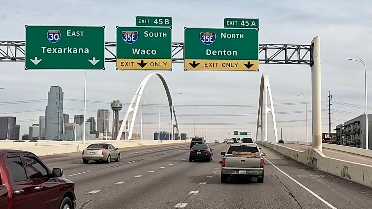 4K Drive: I-30 East from Arlington TX to Downtown Dallas TX | No Windshield View