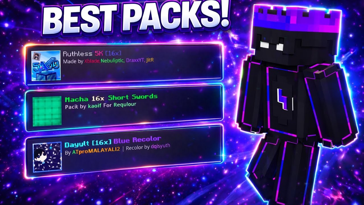 Top 3 Best MCPE Texture Packs for PvP! (Minecraft Bedrock 1.21)