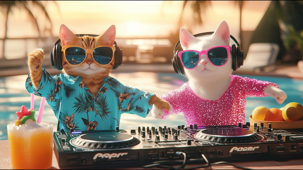 Miami Pool Party with the Coolest DJ Cat Duo 🎧🌴 | Progressive House Sunset Vibes