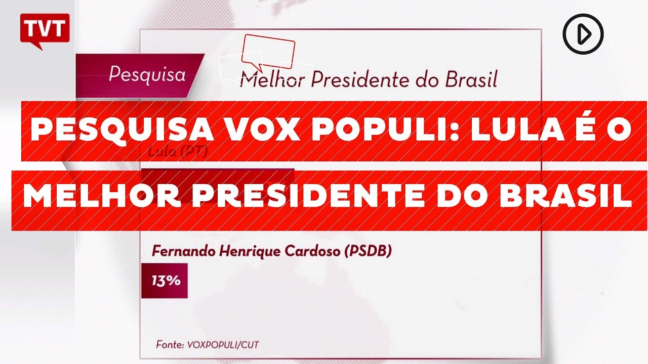 Pesquisa Vox Populi: Lula é o melhor presidente do Brasil
