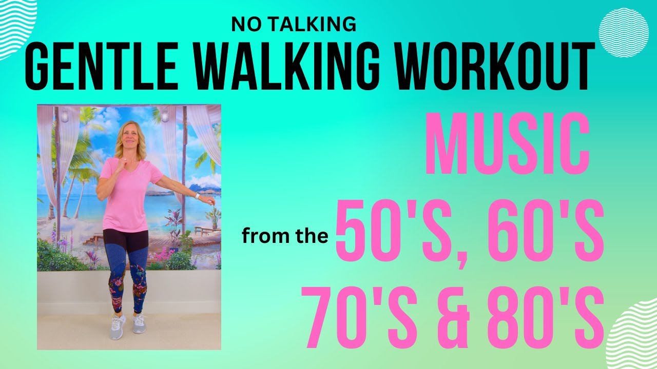 10 minute Gentle Walking Workout to Music from the 50's to 80's | Includes 5 Min Stretch + Balance
