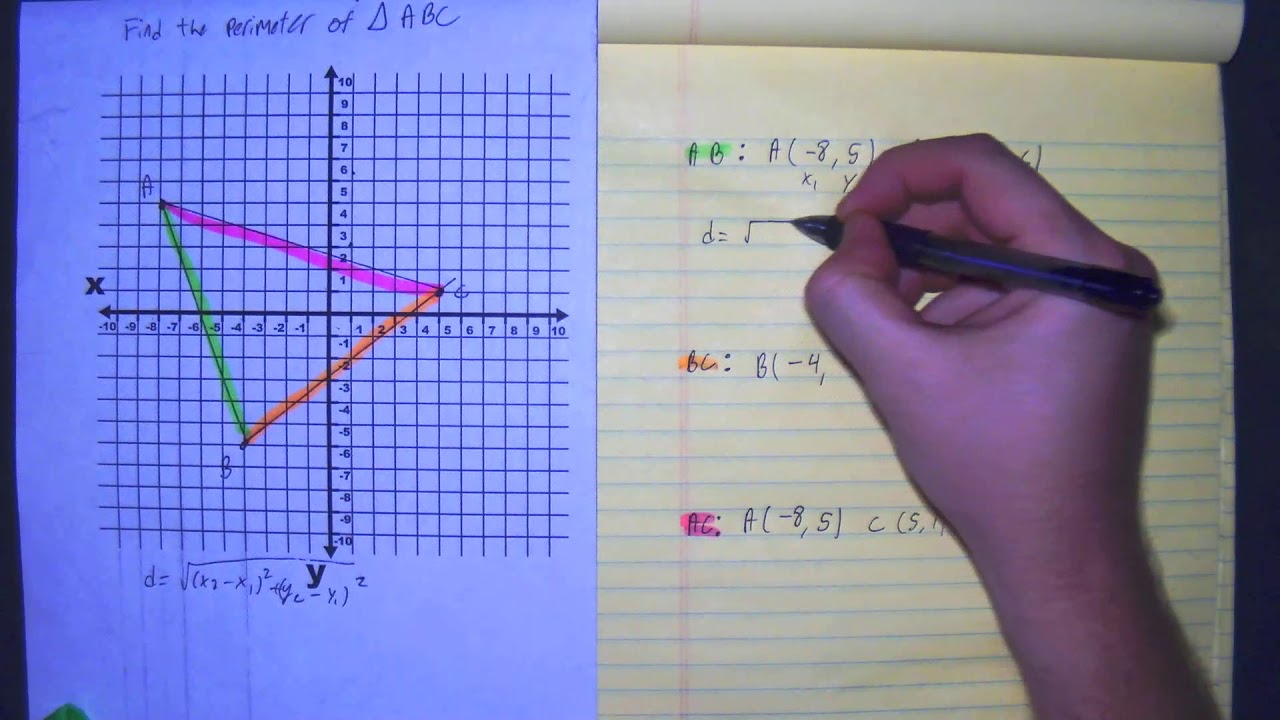 Find Perimeter of triangle distance Formula