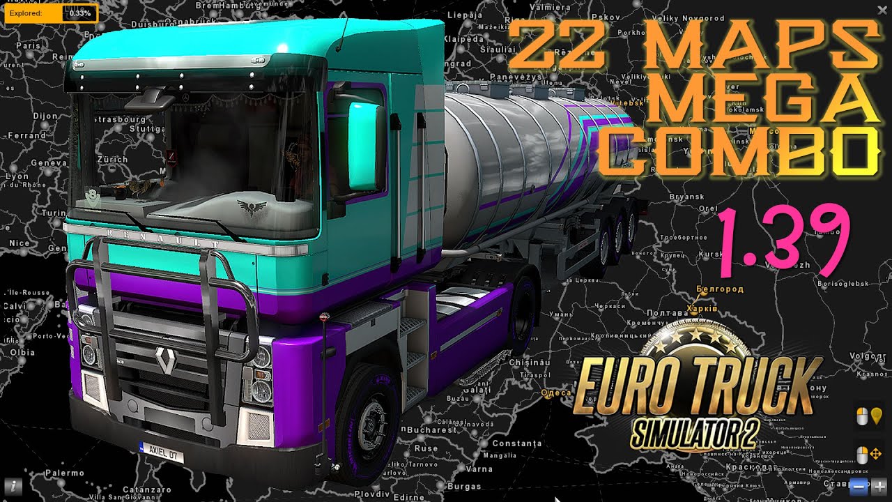 Mega 22 Maps Combo for ETS2 1.39 (Incl. EAA, new Rusmap, Promods, Poland Rebuilding etc) Setup guide