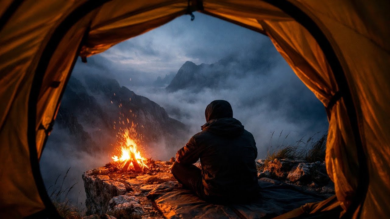 Solo hiking and camping at very stormy weather |cooking and relaxing in the wilderness