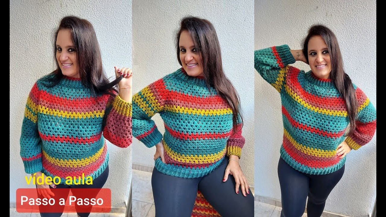 Su&eacute;ter De Croch&ecirc;  para iniciante -Blusa de Croch&ecirc; - Casaco de Croch&ecirc;-Passo a Passo Neddy Ghusmam