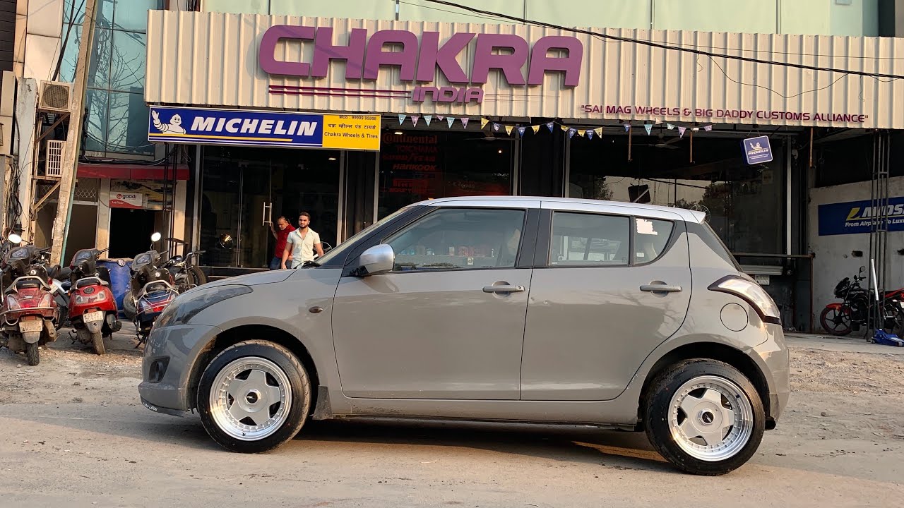 Swift Got Chrome Deep Lip Alloys | Modified Swift | Alloy Wheels For Swift