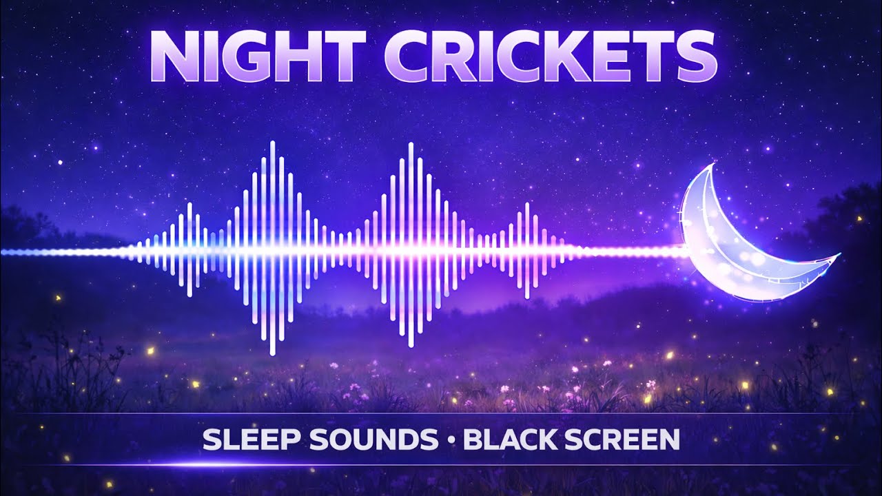 8 Hours Night Crickets for Sleep 🌙 Black Screen