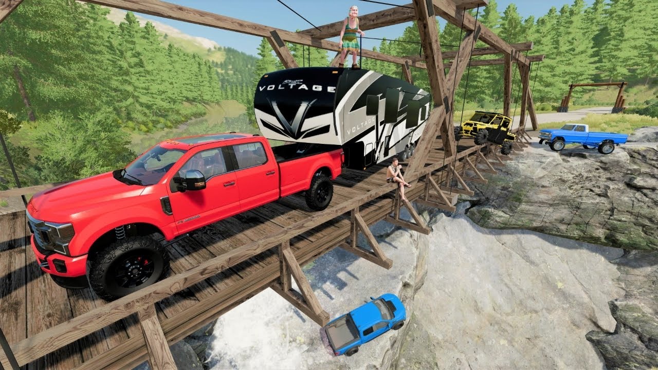 Campers save truck from flooded river | Farming Simulator 22
