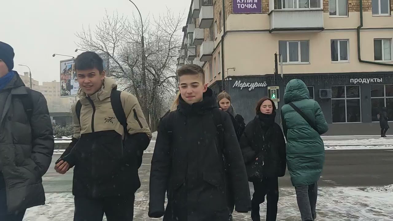 Walking around the winter city, Brest Belarus