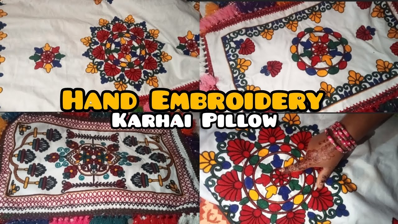 Hand Embroidery Karhai Pillow 💕