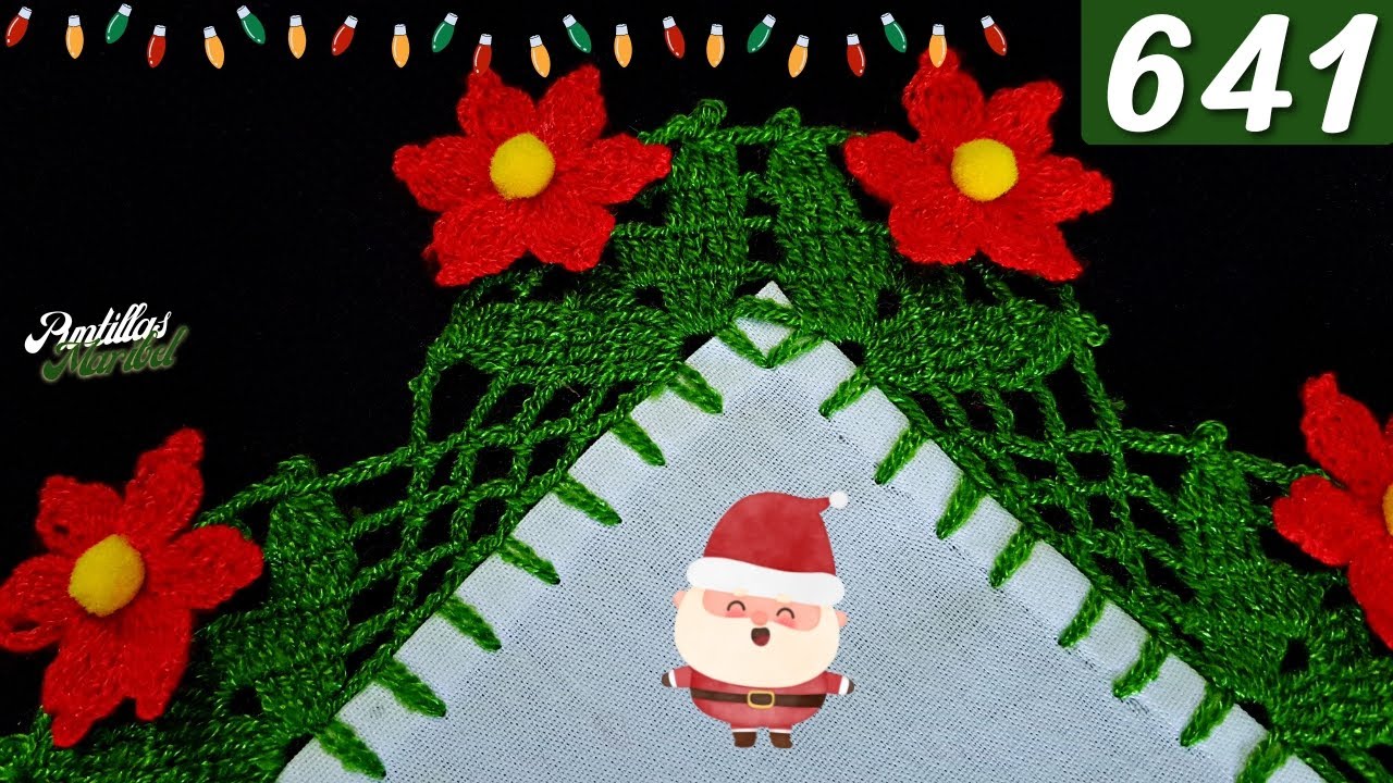 Mira esta puntilla fácil de NOCHEBUENAS y practícala en tus servilletas 🎄 🌟| 641