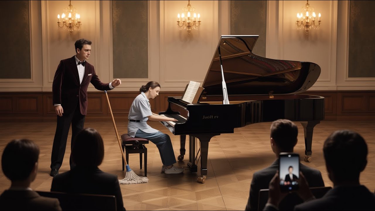 “Janitor Is Humiliated by Piano Teacher — Moments Later, Her Performance Goes Viral!”