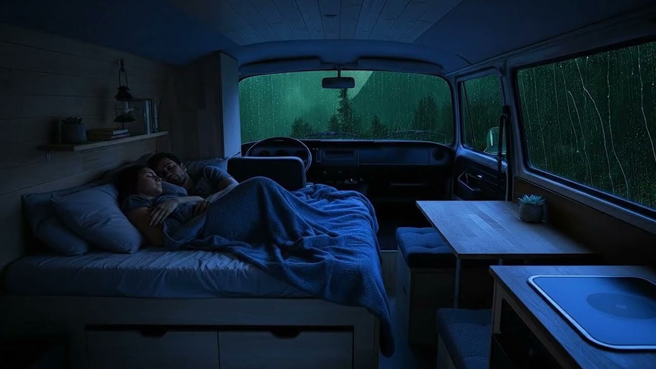 Sleep Deeply with Vanlife ASMR ⛈️ Rainy Camping Night and a Peaceful Sleeping Pet