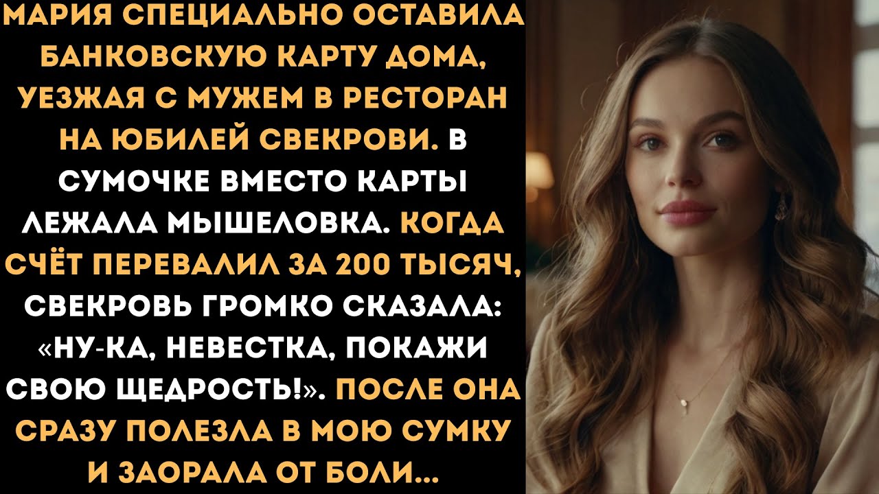 Мария специально оставила банковскую карту дома, уезжая с мужем в ресторан на юбилей свекрови...