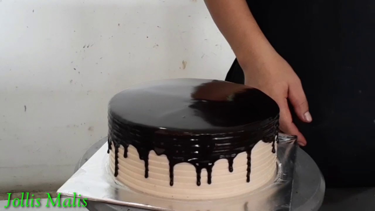 Kue ultah siram coklat  simple dan cara menghiasnya | chocolate cake decorating