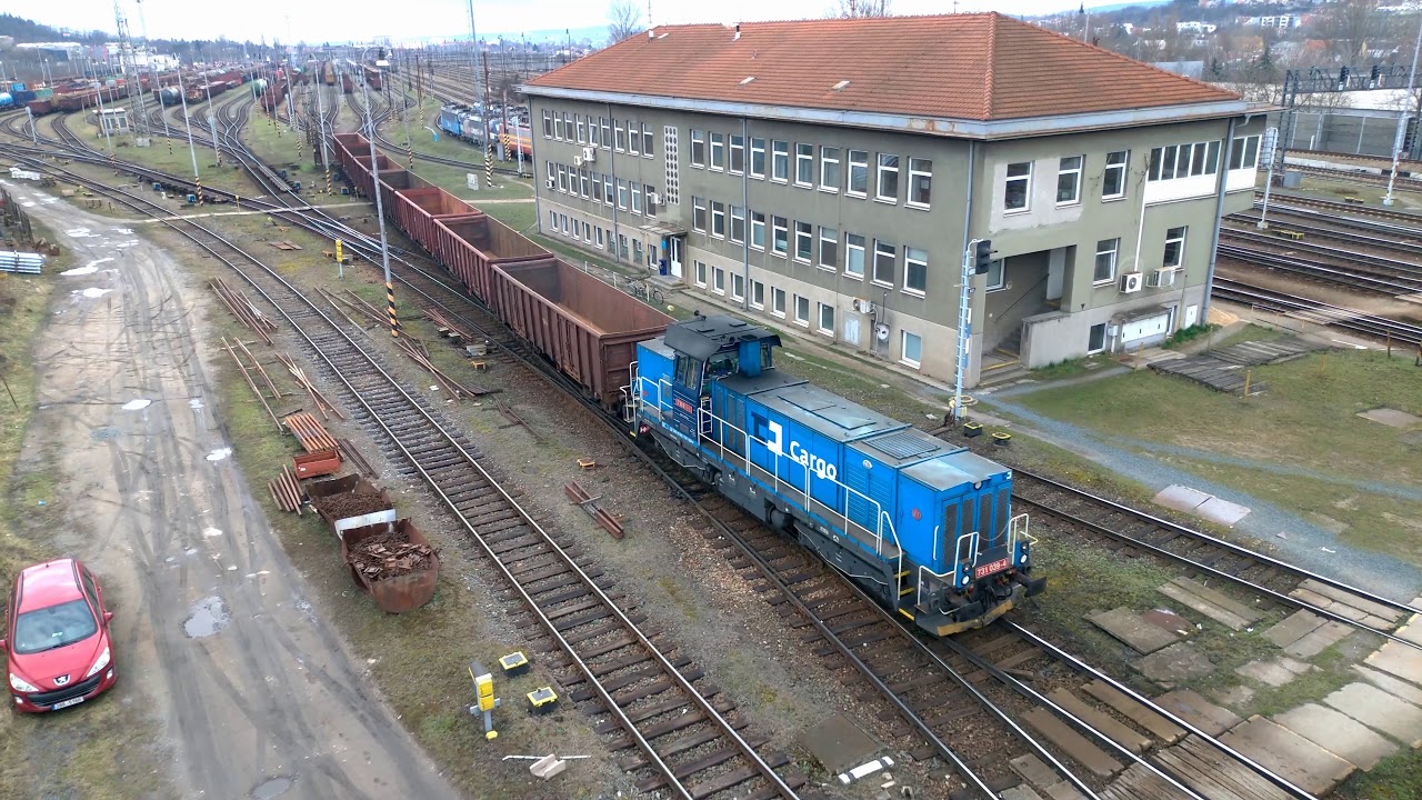 Seřazovací nádraží Brno Maloměřice cargo trains in sorting railway station