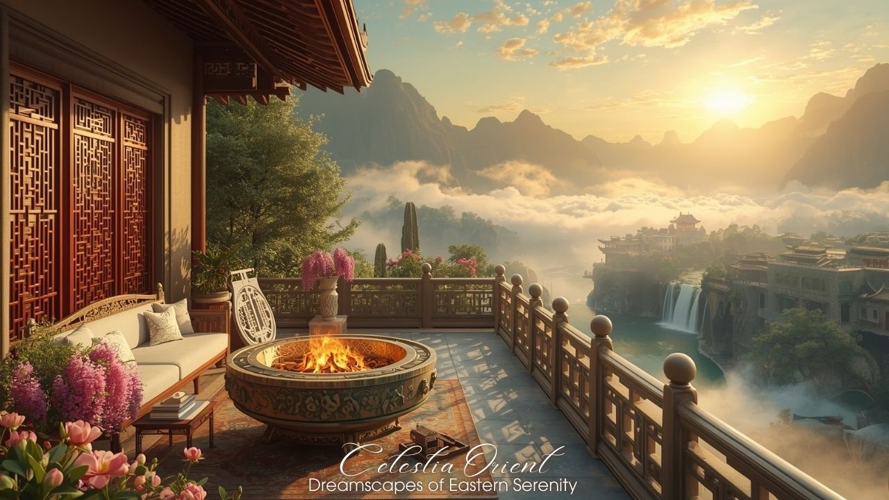 Celestial Orient 🌅🔥 | Ancient Chinese Music & Gentle Fire Ambience | 24/7 Live