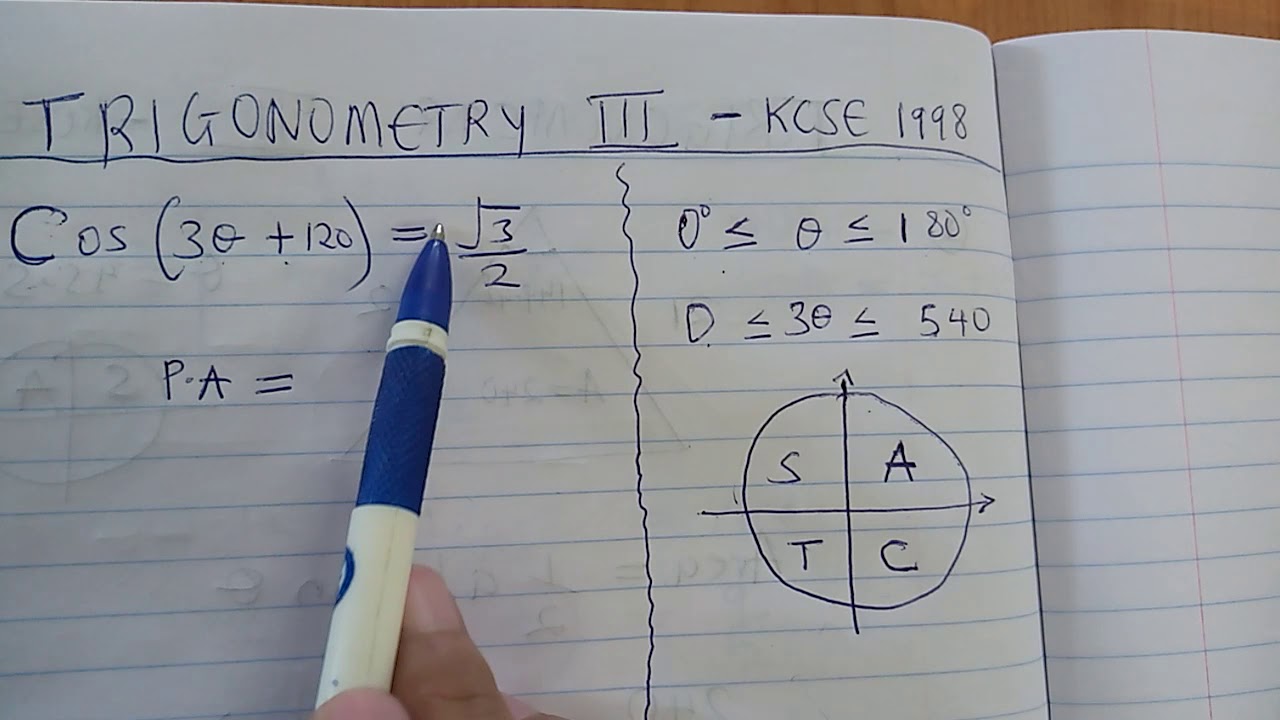 KCSE 1998 - TRIGONOMETRY 3