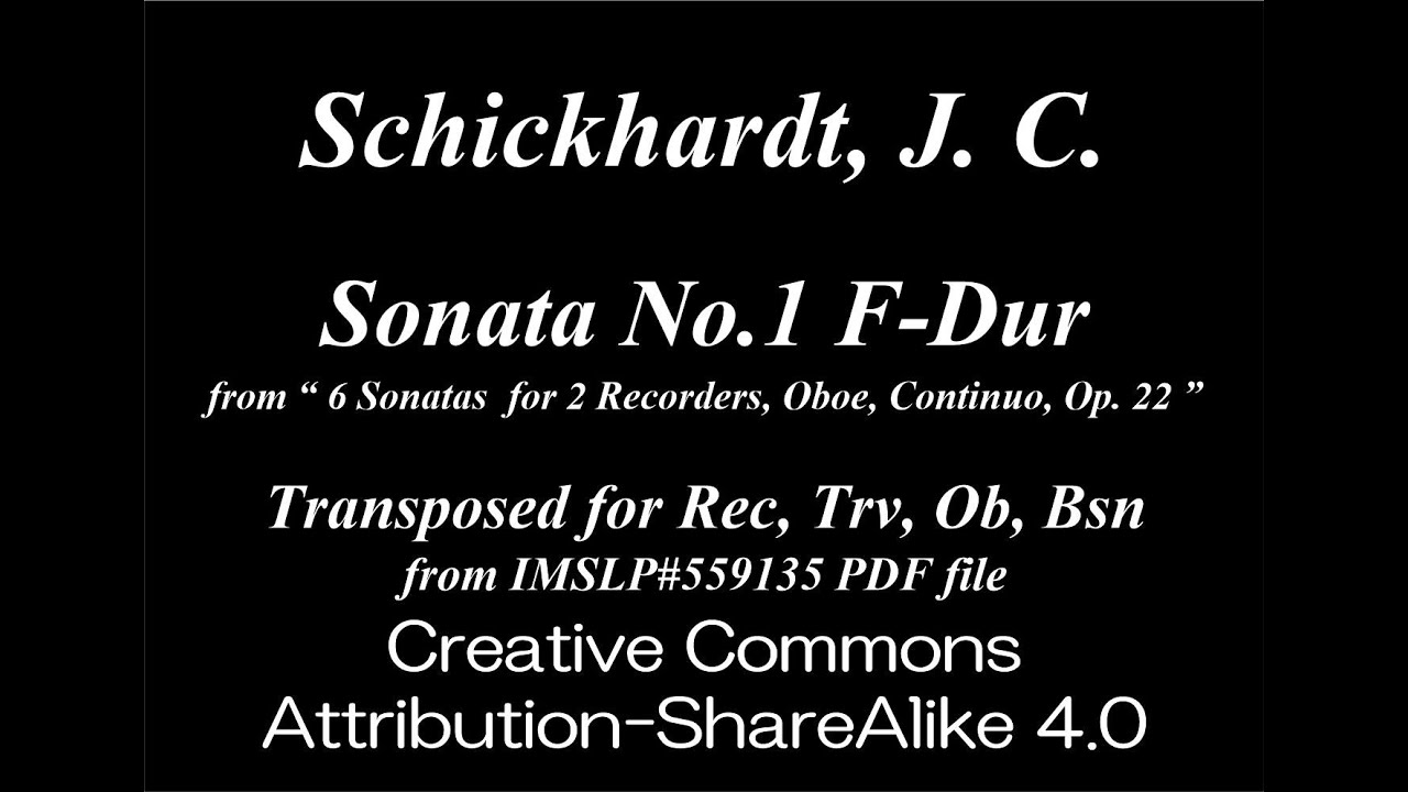 Schickhardt, J. C. _ Sonata Op.22 No.1 F-Dur [Rec, Trv, Ob, Bsn]