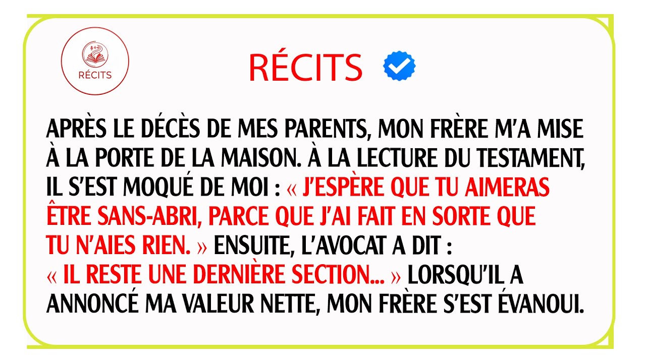 Mon frère m'a jetée à la rue, mais ma mère avait un secret pendant 8 ans.