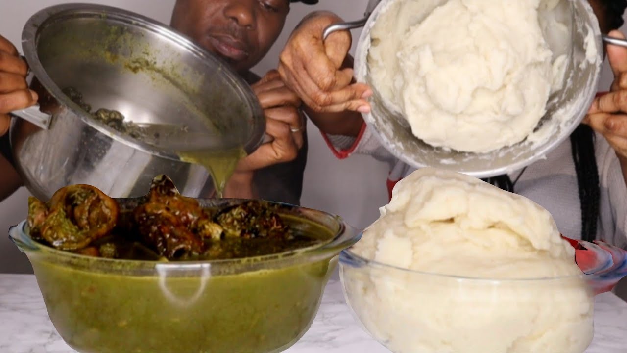 Massive Fufu Eating | African Food Goatmeat Soup 🍲